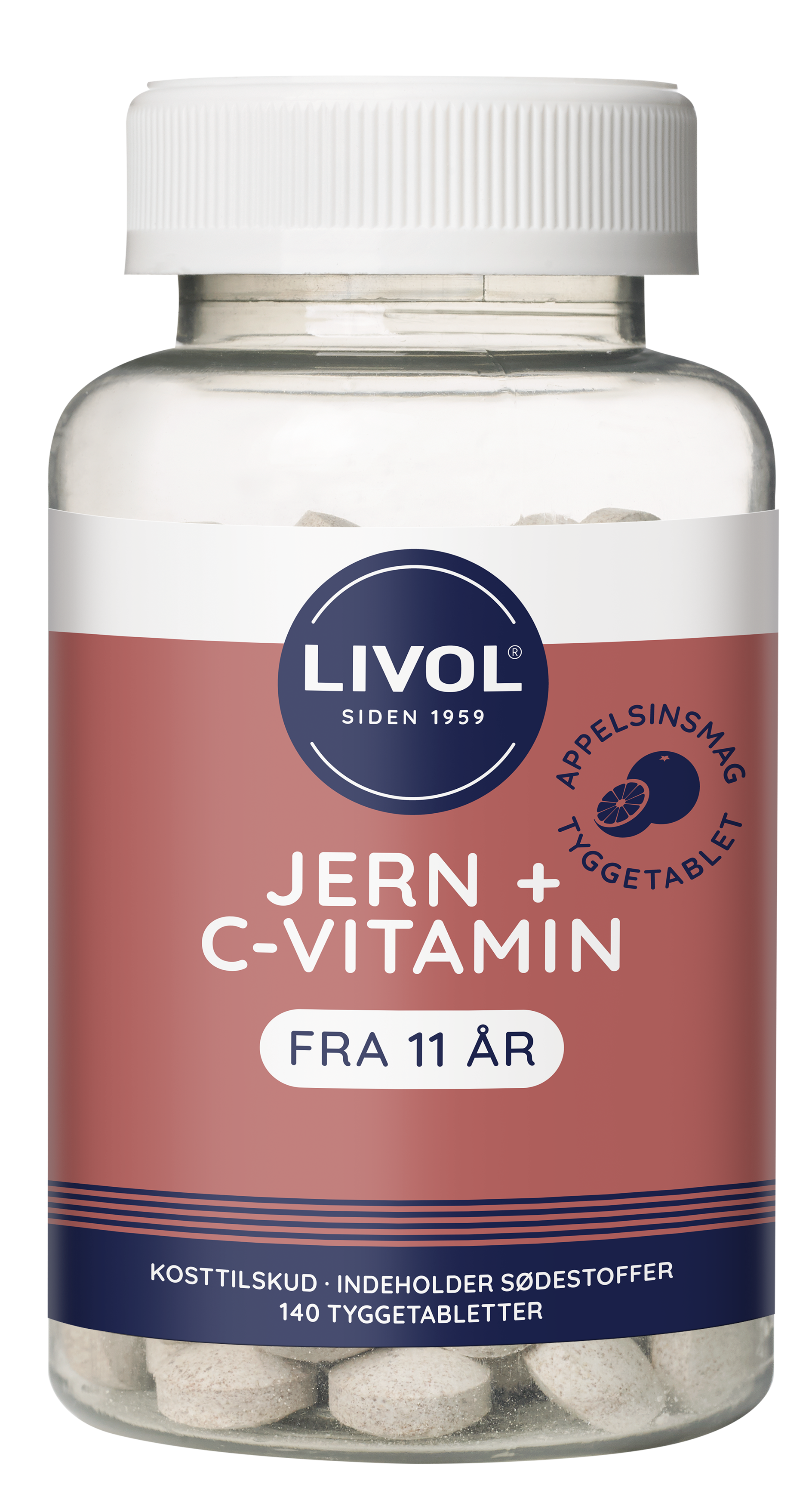 Jern + C-vitamin tyggetablet appelsinsmag